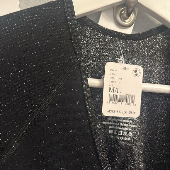 Free People Flash Forward One-Piece Onesie Black Sparkle M/L NWT‎ BODYSUIT - Picture 3 of 9